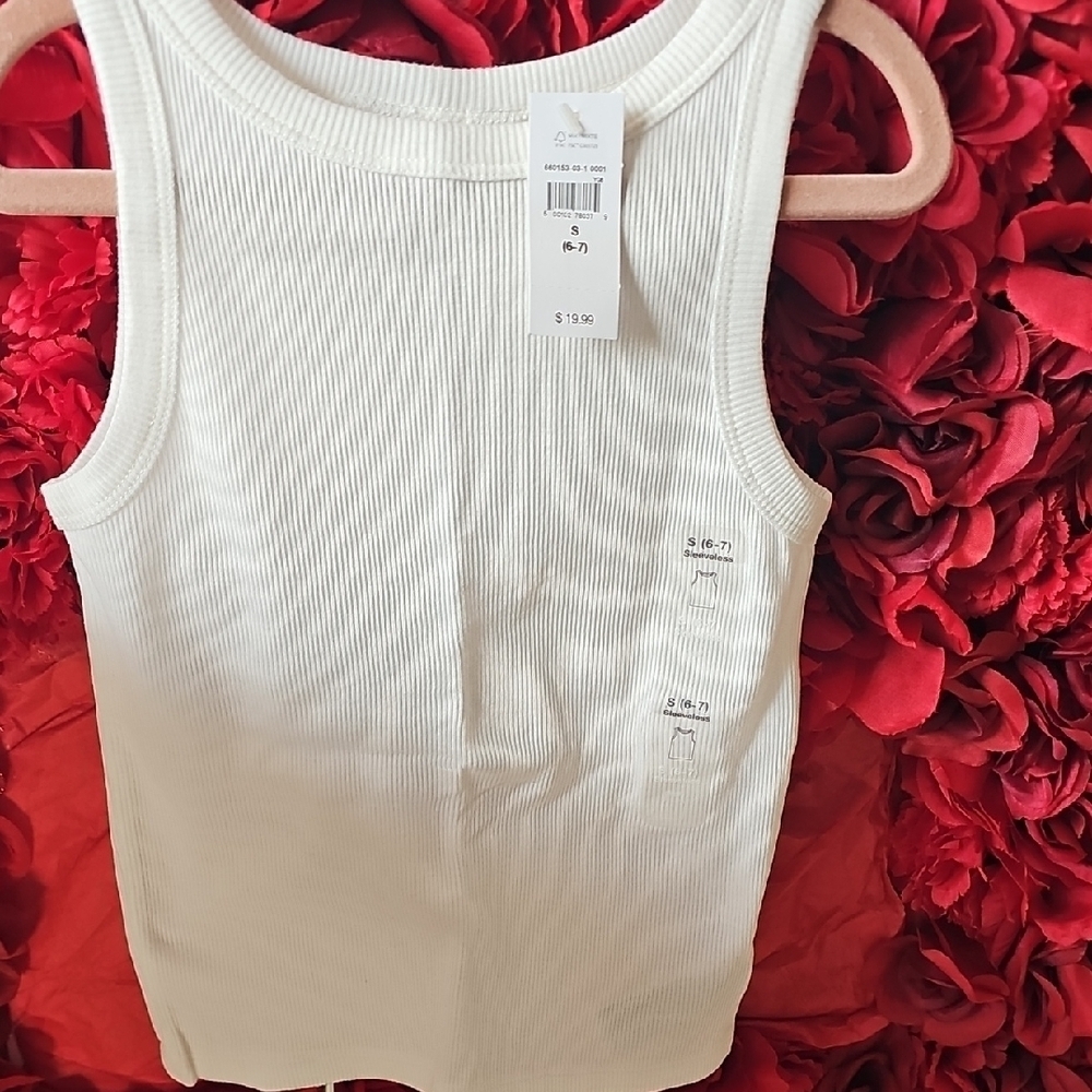 Gap NWT Girls White Ribbed Tank Top Size 6/7